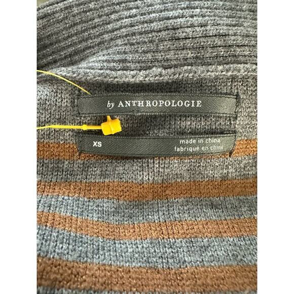 ANTHROPOLOGIE Elise Ribbed Striped Off The Shoulder Sweater High-Low Hem - XS - Picture 5 of 8